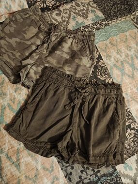 American Eagle Outfitters Olive Green Casual Drawstring Shorts Duo